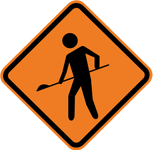 Roadworks sign in Brazil