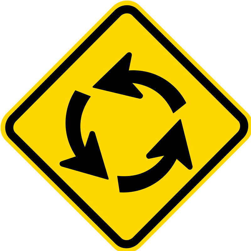 Roundabout ahead sign in Brazil