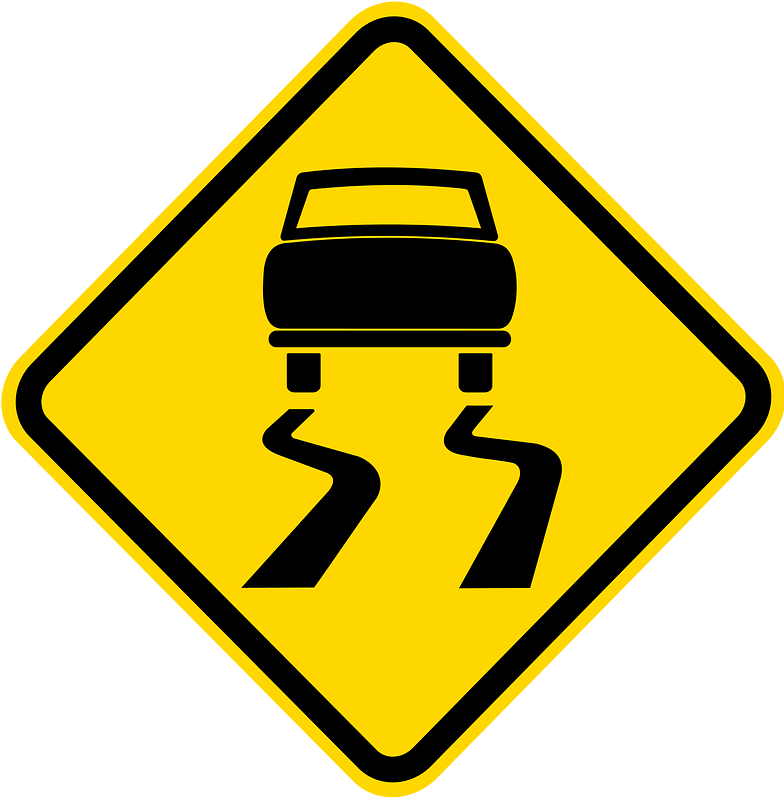 Slippery road surface sign in Brazil
