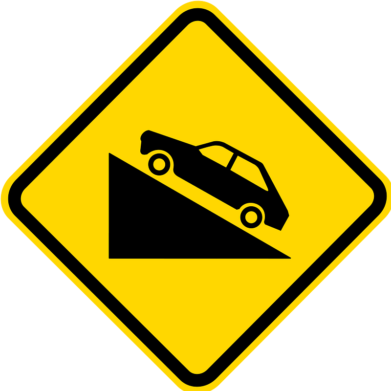 Steep grade upwards sign in Brazil