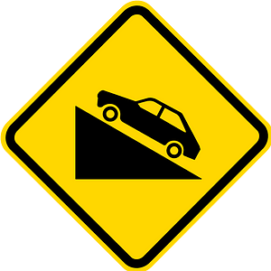 Steep grade upwards sign in Brazil