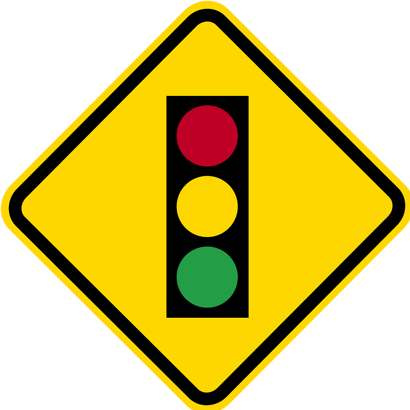 Traffic signals ahead sign in Brazil
