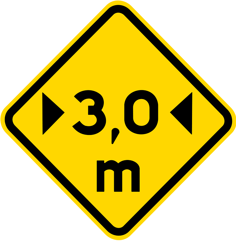 Width restriction ahead sign in Brazil