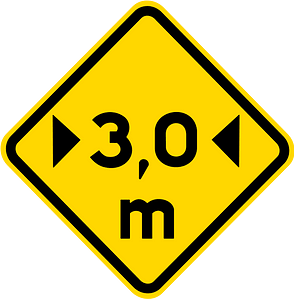 Width restriction ahead sign in Brazil