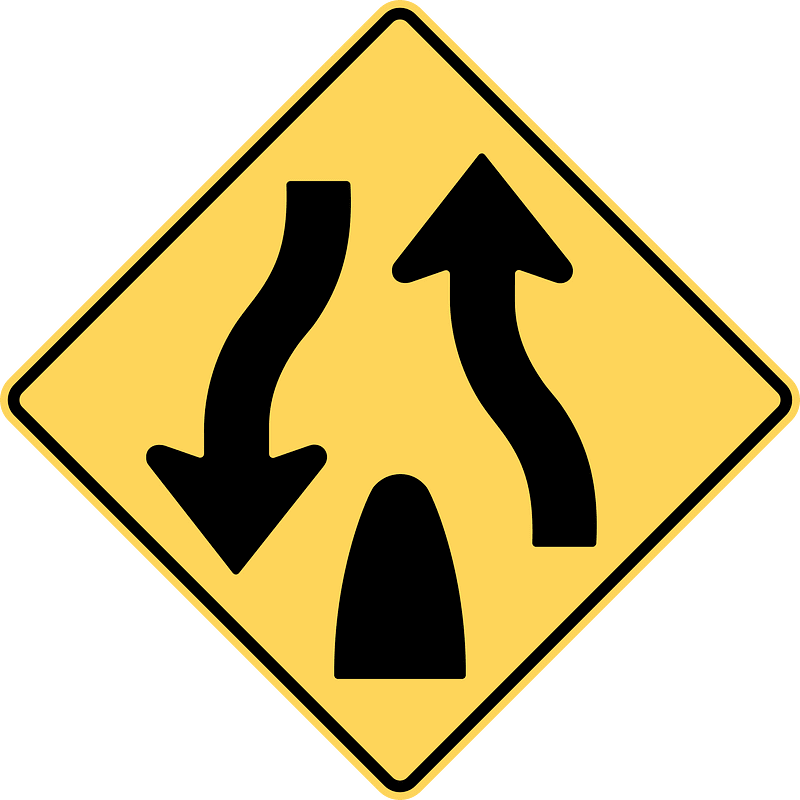 Divided highway ends sign in British Columbia
