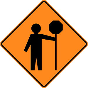 Flagman Ahead sign in British Columbia