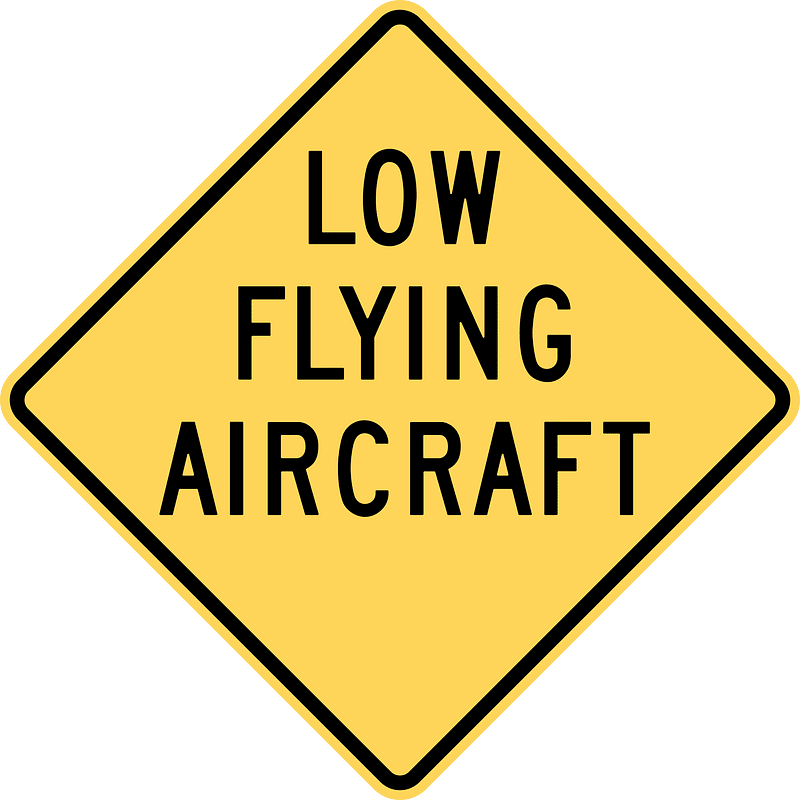 Low-flying aircraft sign in British Columbia