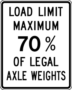 Maximum weight per axle sign in British Columbia