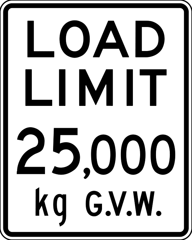 Maximum weight sign in British Columbia