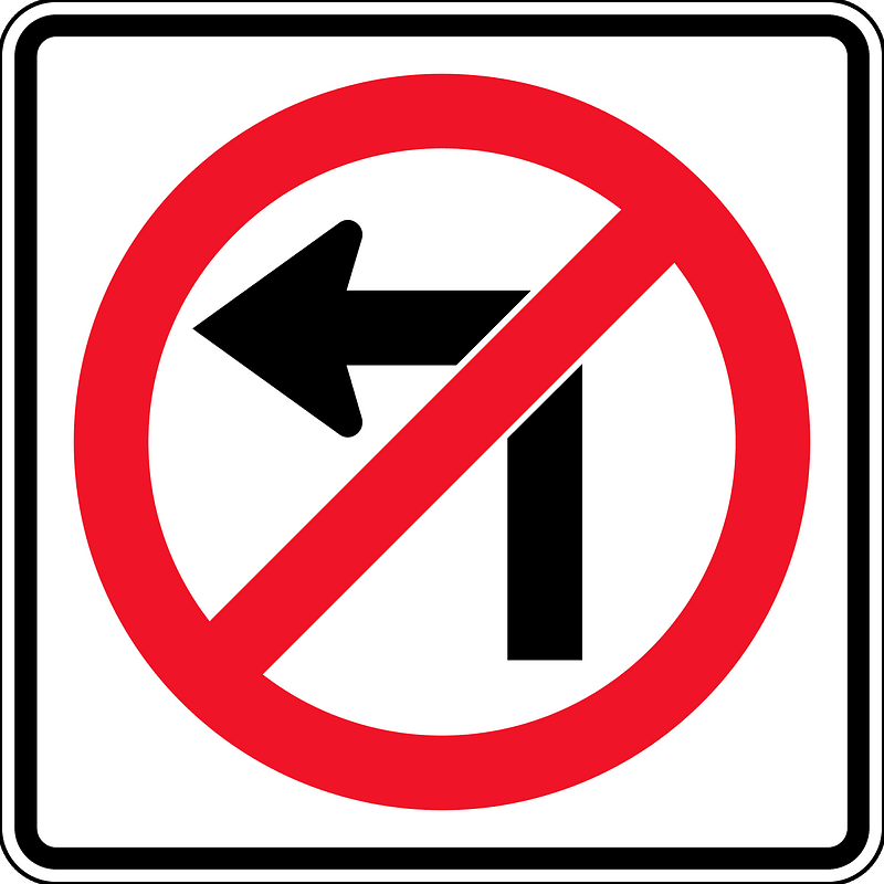 No left turn sign in British Columbia