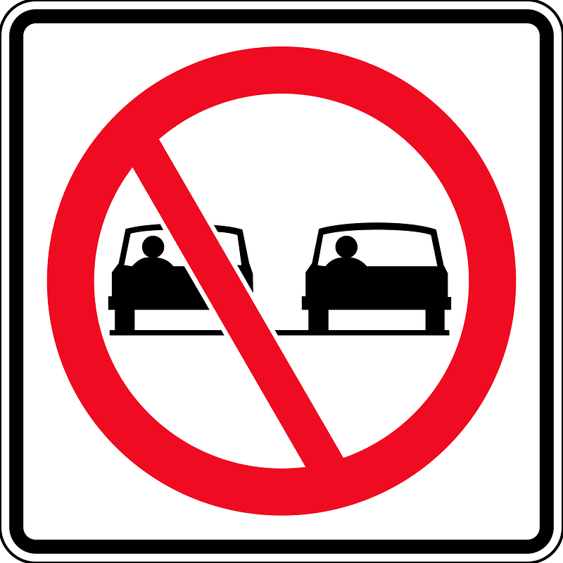 No overtaking sign in British Columbia