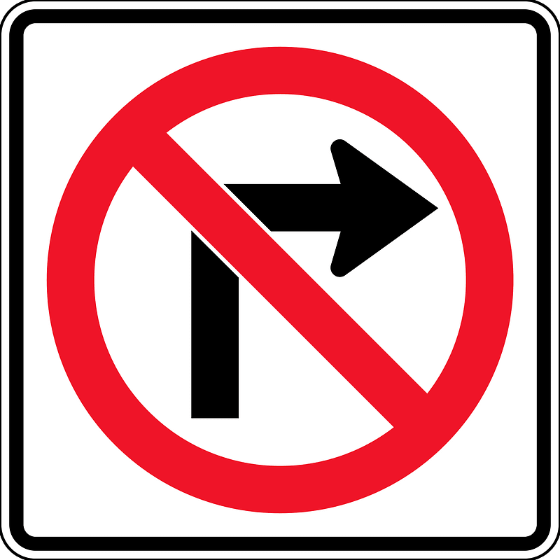 No right turn sign in British Columbia