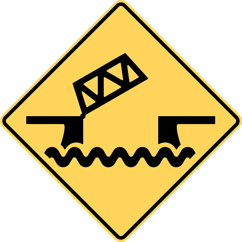 Opening or swing bridge sign in British Columbia