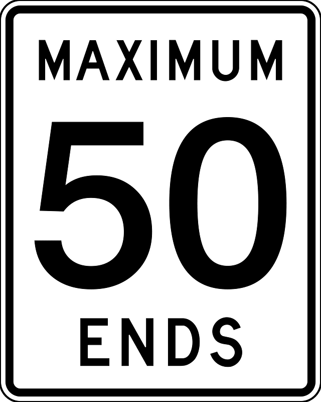 Speed restriction ends sign in British Columbia