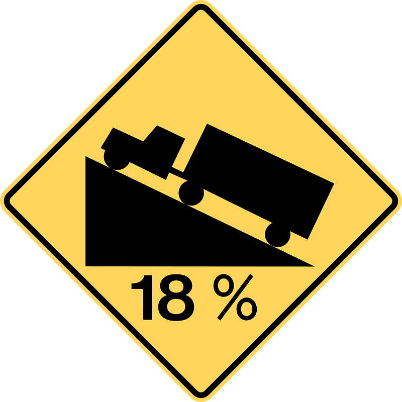 Steep grade upwards sign in British Columbia