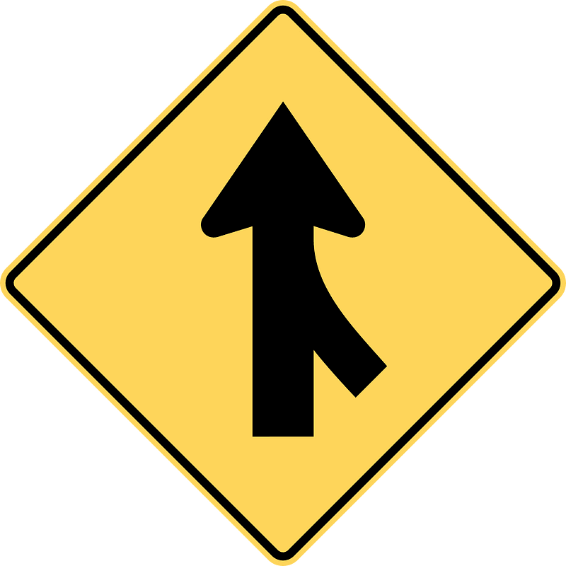 Traffic merges ahead sign in British Columbia
