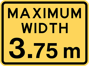 Width restriction ahead sign in British Columbia