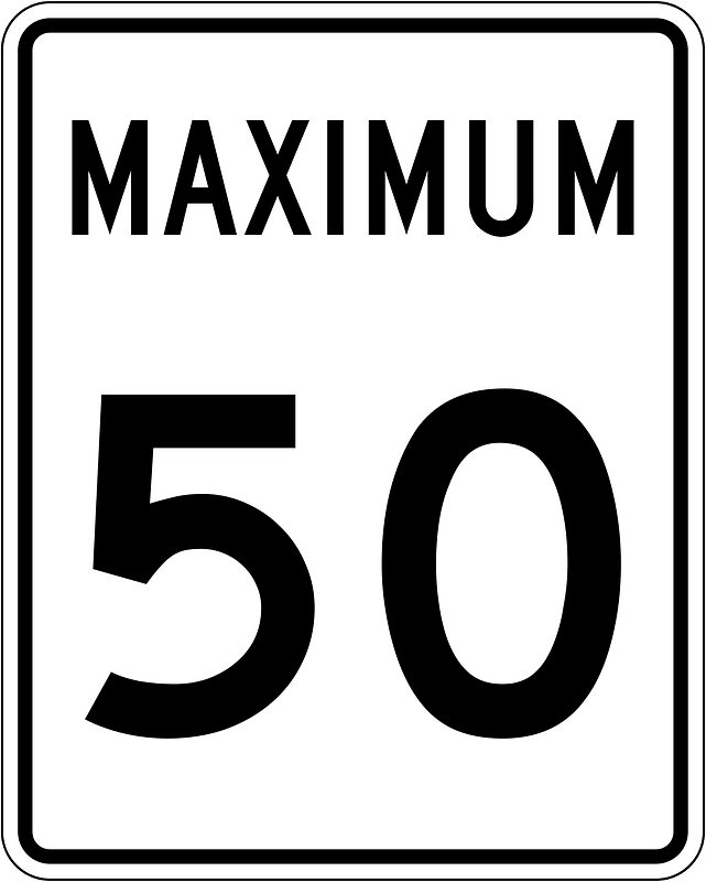 Maximum speed limit sign in Canada
