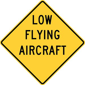 Low-flying aircraft sign in Canada