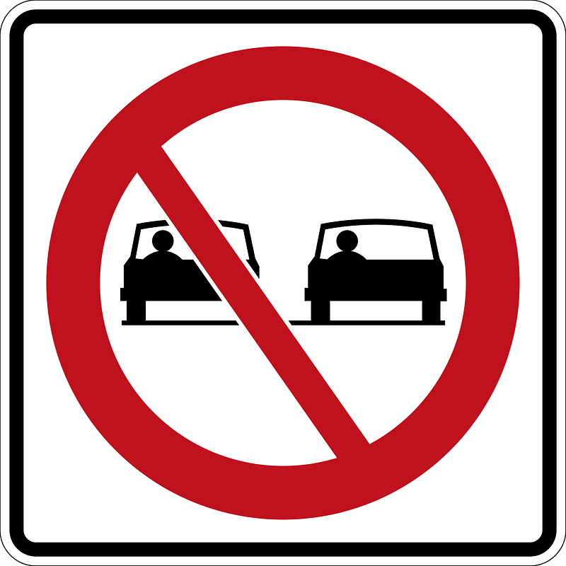 No overtaking sign in Canada