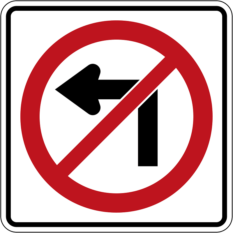 No left turn sign in Canada