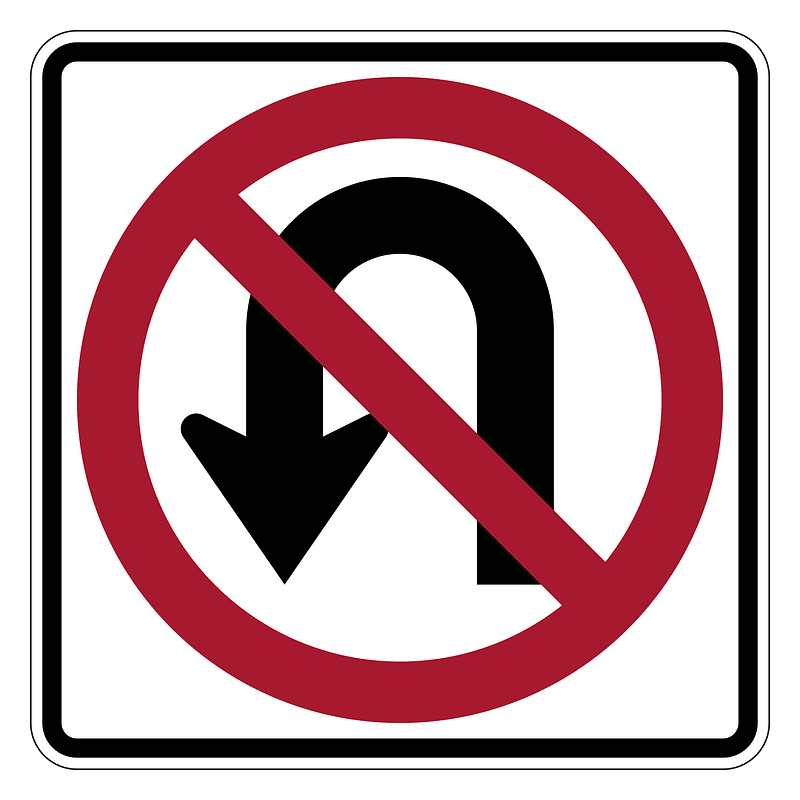 No U-turn sign in Canada