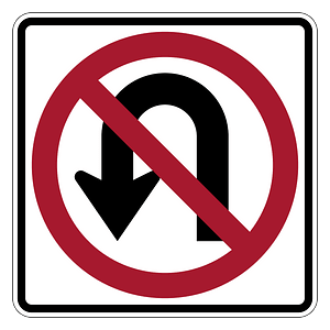 No U-turn sign in Canada