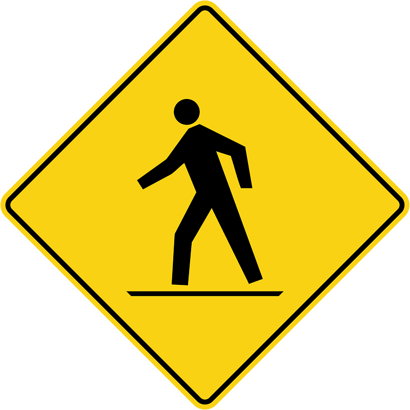 Pedestrians / crossing ahead sign in Canada