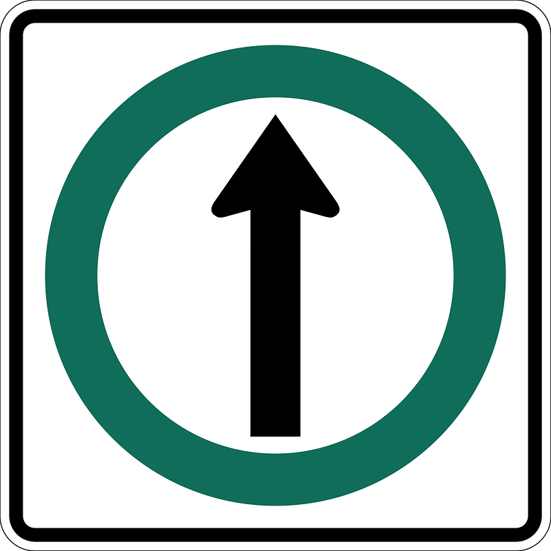 Proceedstraight(no turns) sign in Canada