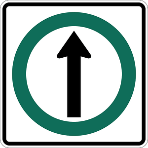 Proceedstraight(no turns) sign in Canada