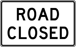 Road closed sign in Canada