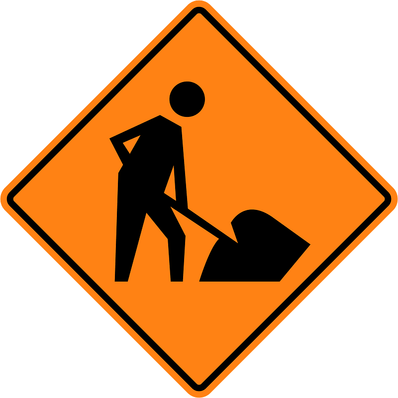 Roadworks sign in Canada