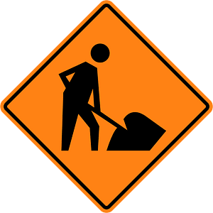 Roadworks sign in Canada