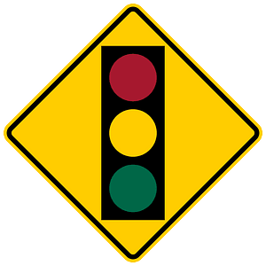 Traffic signals ahead sign in Canada