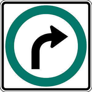 Turn right sign in Canada