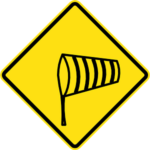 Dangerous crosswinds sign in Chile