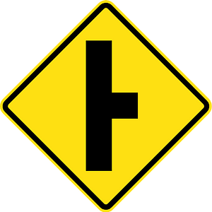 Junction with a side road ahead sign in Chile