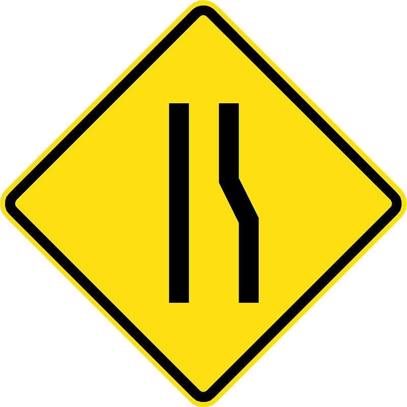 Lane ends ahead sign in Chile
