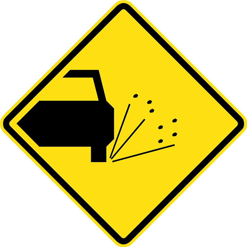 Loose road surface sign in Chile