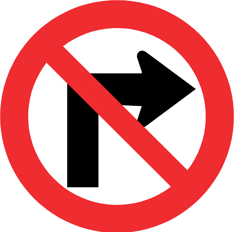 No right turn sign in Chile