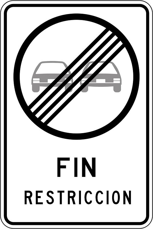Overtaking permitted sign in Chile