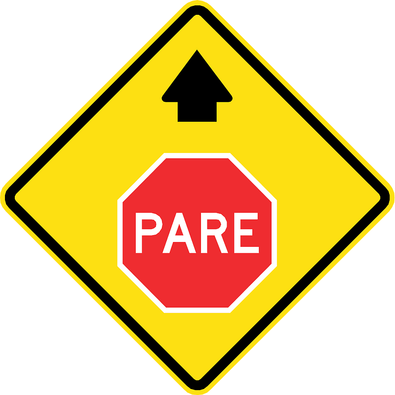 Stop sign ahead sign in Chile