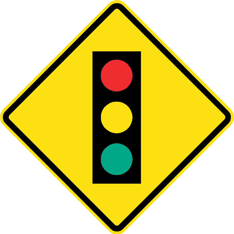 Traffic signals ahead sign in Chile