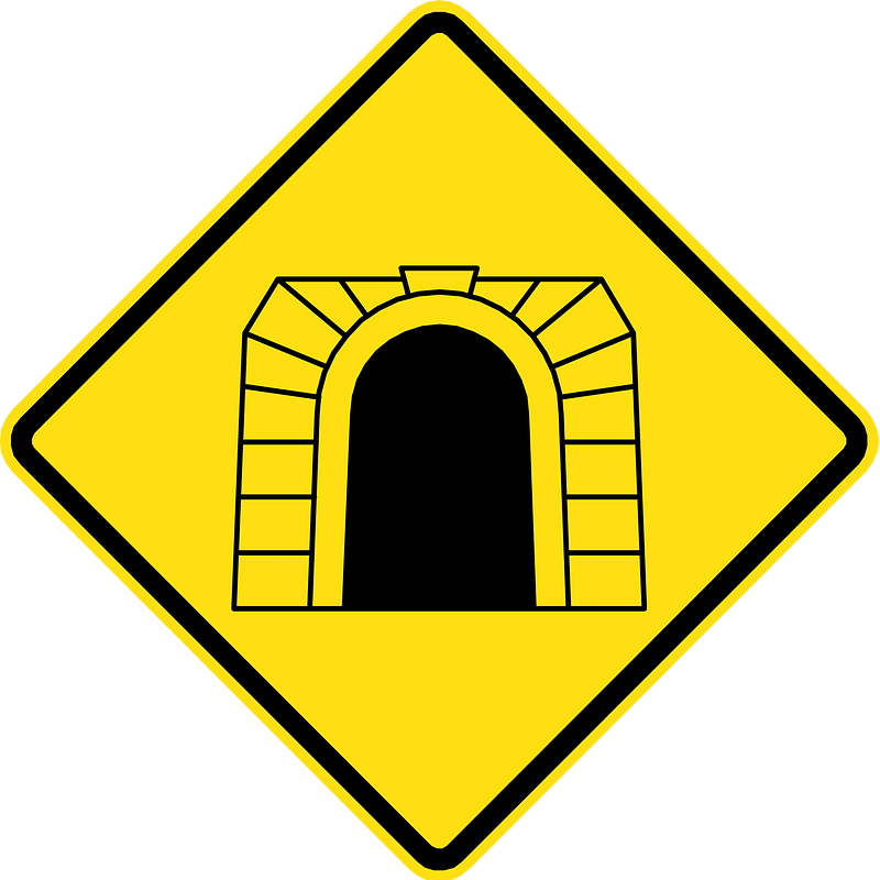 Tunnel ahead sign in Chile