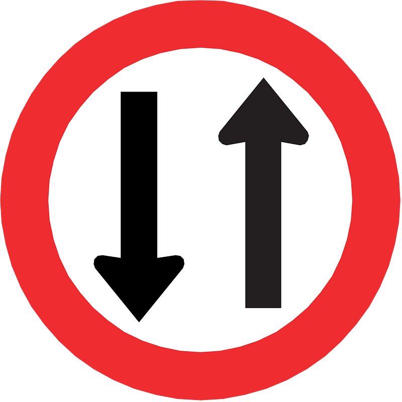 Two-waytraffic sign in Chile