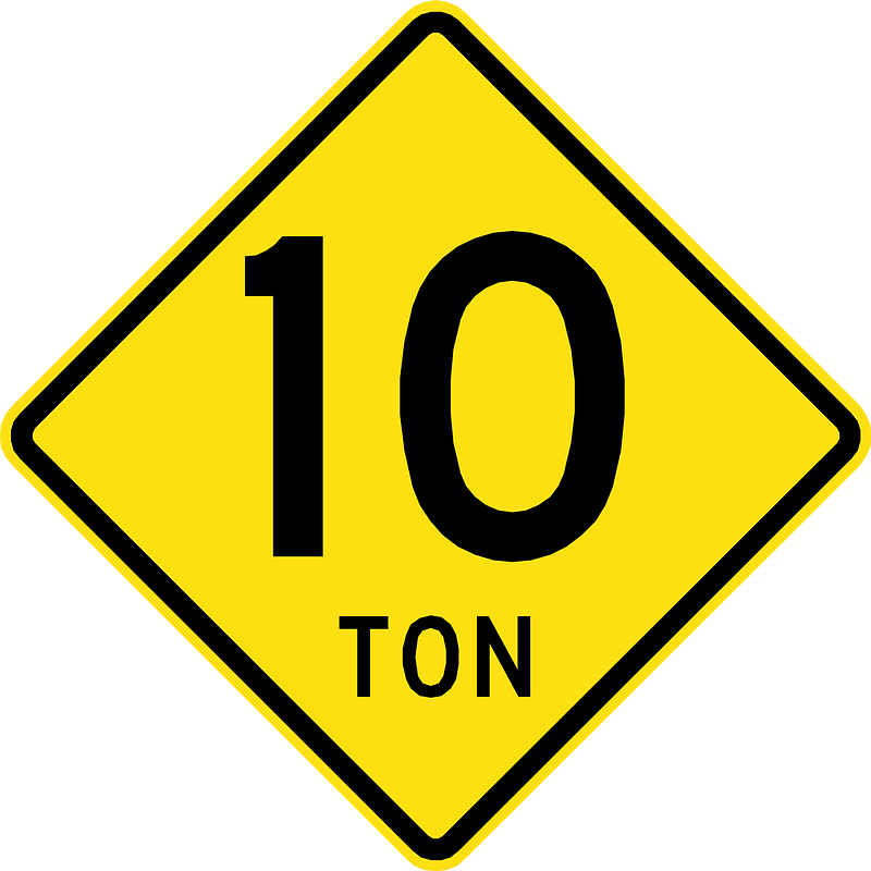 Weight restriction ahead sign in Chile
