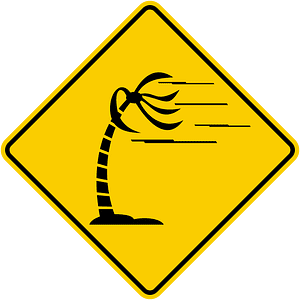 Dangerous crosswinds sign in Colombia