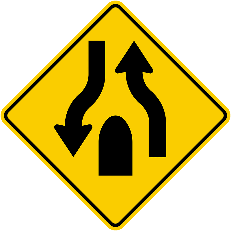 Divided highway ends sign in Colombia