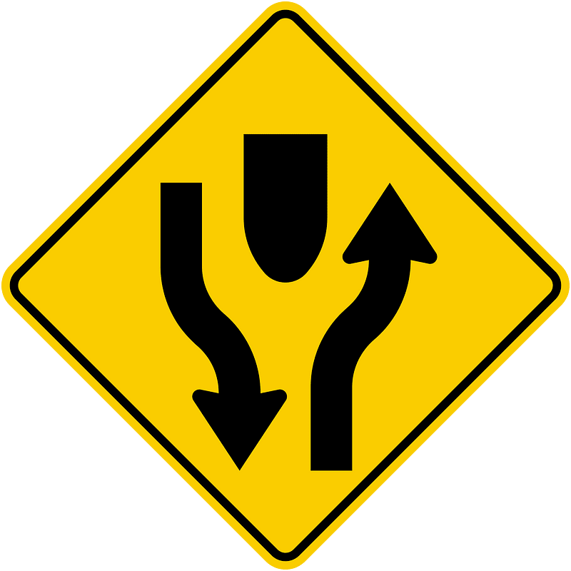 Divided highway ahead sign in Colombia