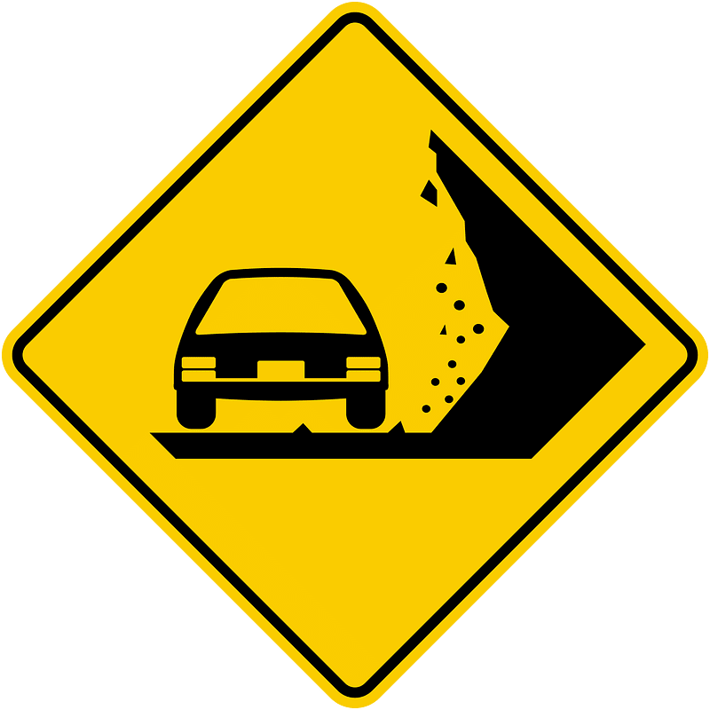Falling rocks or debris sign in Colombia